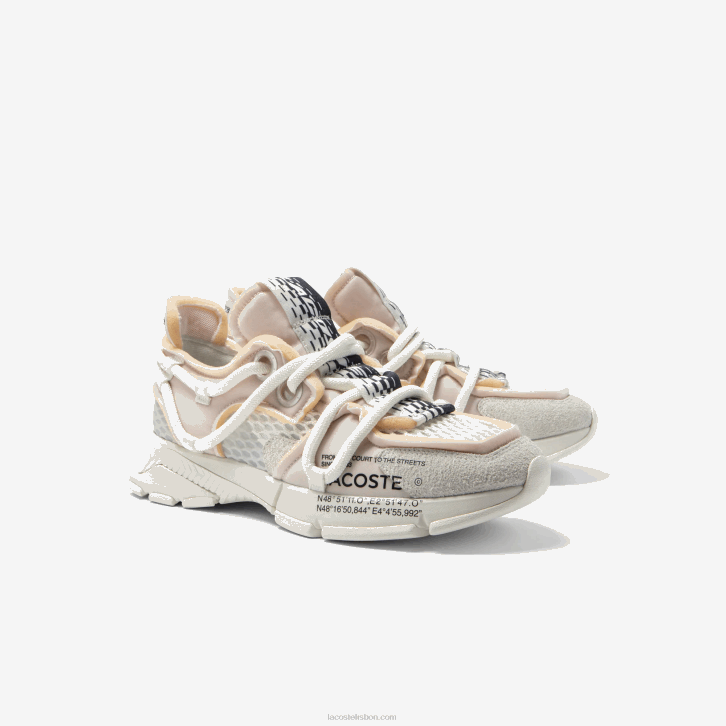 homens Lacoste off white 18c tênis l003 active para passarela têxtil 08D01731