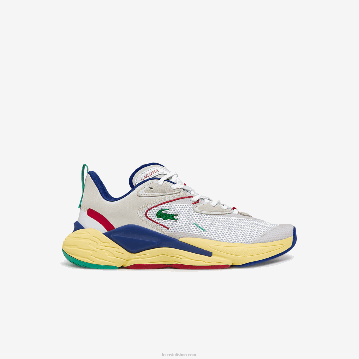 homens Lacoste off white & blue 2q9 aceshot têxtil e tênis sintético 08D01857