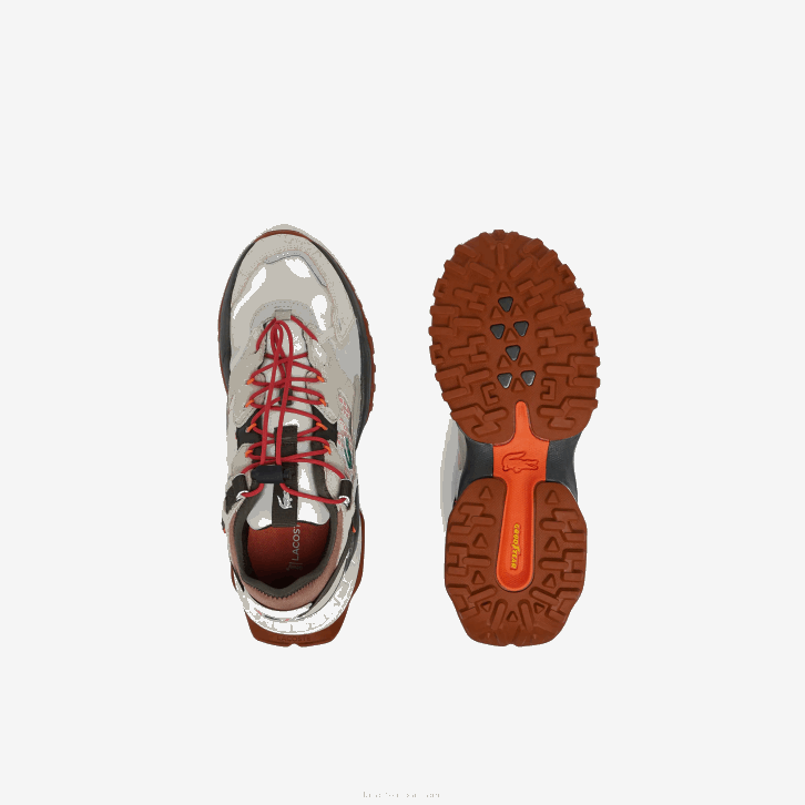 homens Lacoste off white & brown ow8 calçados externos l-guard breaker têxteis 08D01777