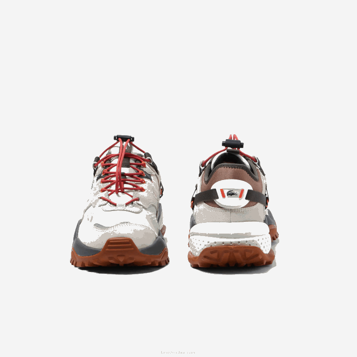 homens Lacoste off white & brown ow8 calçados externos l-guard breaker têxteis 08D01777