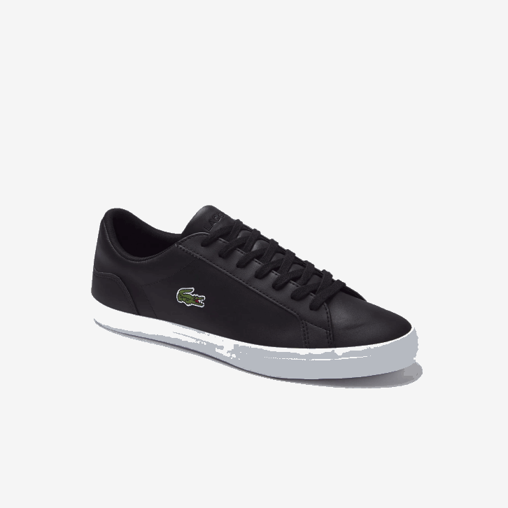 homens Lacoste preto 024 tênis de couro lerond 08D01716