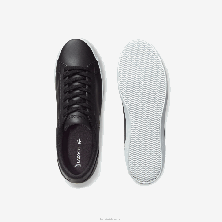 homens Lacoste preto 024 tênis de couro lerond 08D01716