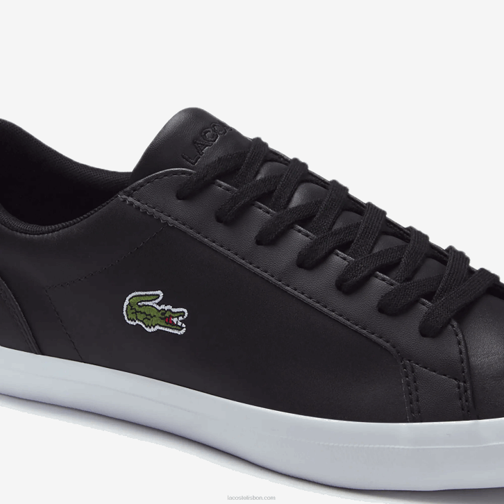homens Lacoste preto 024 tênis de couro lerond 08D01716
