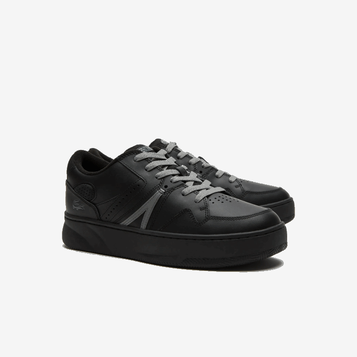 homens Lacoste preto 02h l005 tênis de couro 08D01824