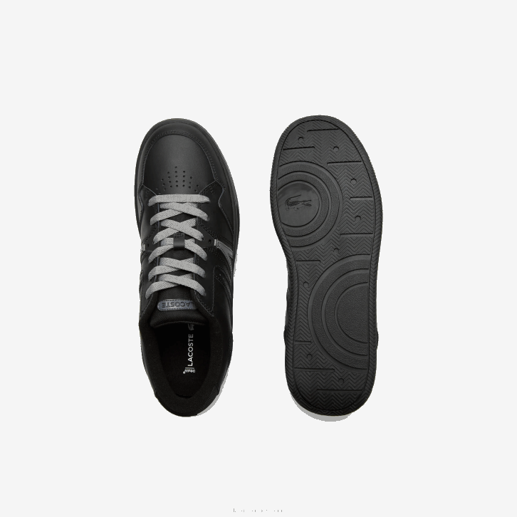 homens Lacoste preto 02h l005 tênis de couro 08D01824