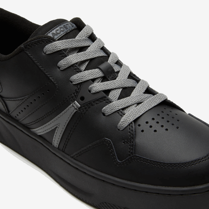 homens Lacoste preto 02h l005 tênis de couro 08D01824