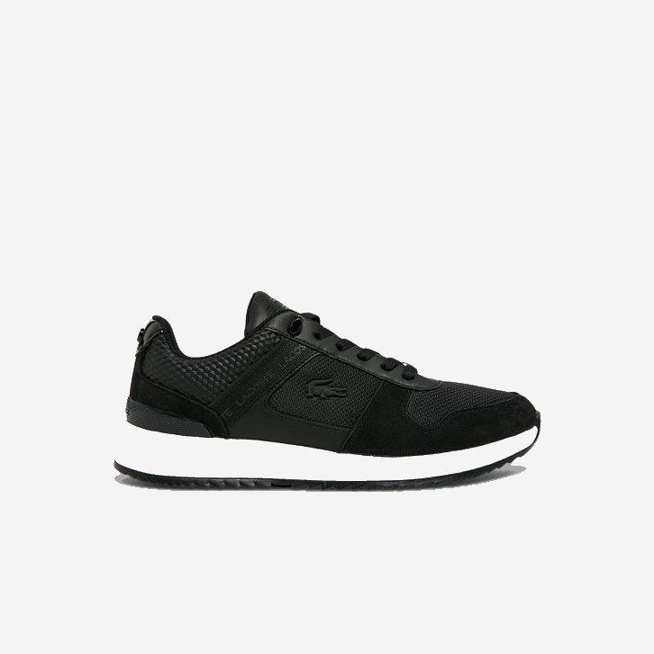 homens Lacoste preto 02h tênis de couro jogger 2.0 08D01906