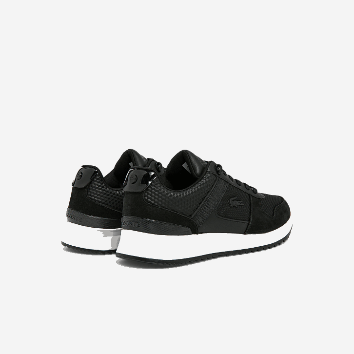 homens Lacoste preto 02h tênis de couro jogger 2.0 08D01906