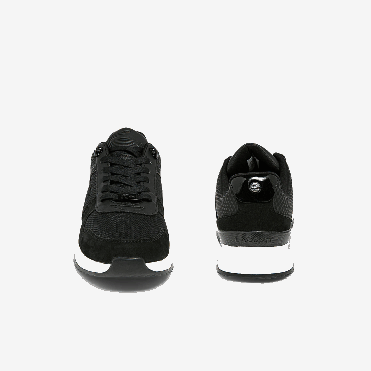 homens Lacoste preto 02h tênis de couro jogger 2.0 08D01906