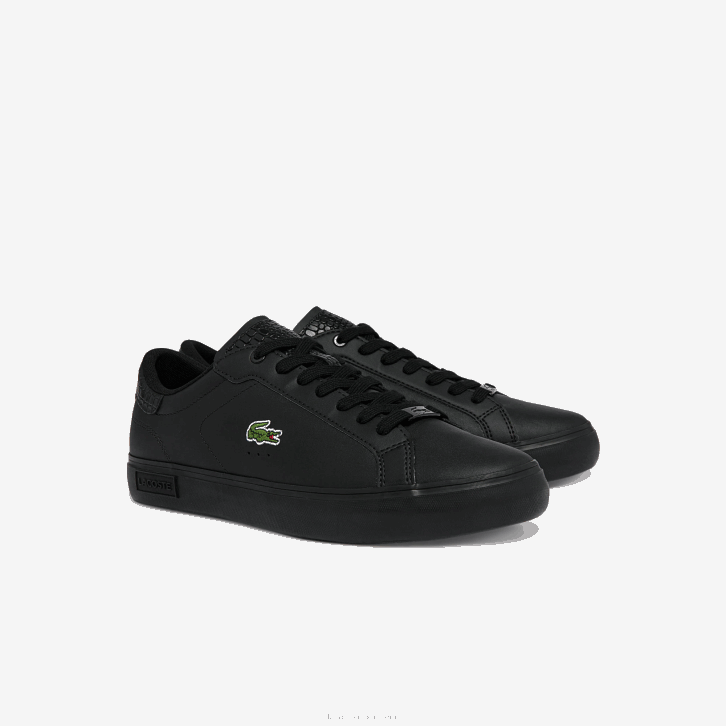 homens Lacoste preto 02h tênis de couro polido powercourt 08D01846