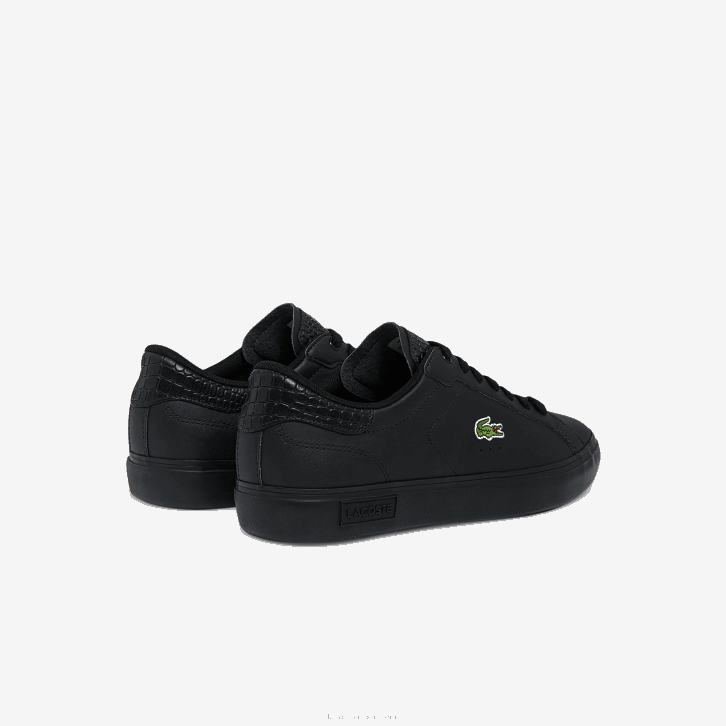 homens Lacoste preto 02h tênis de couro polido powercourt 08D01846