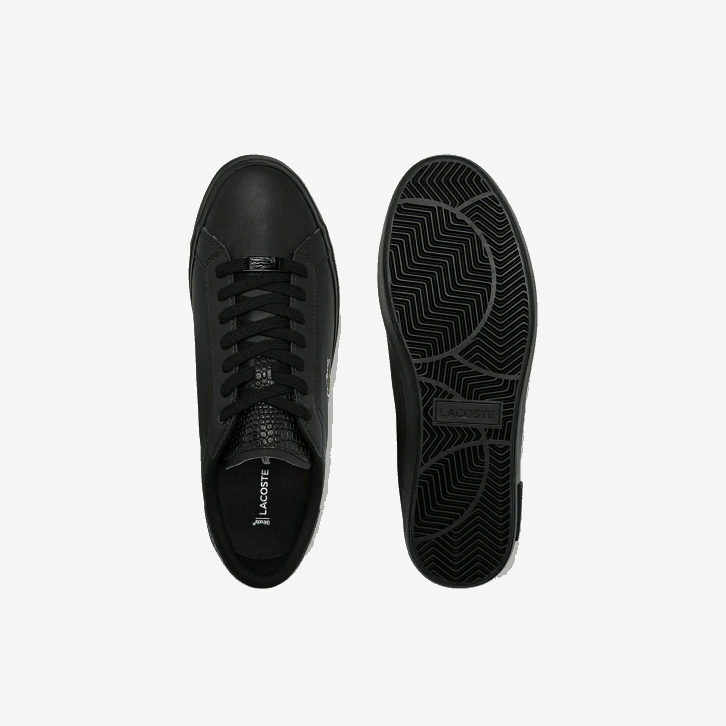 homens Lacoste preto 02h tênis de couro polido powercourt 08D01846