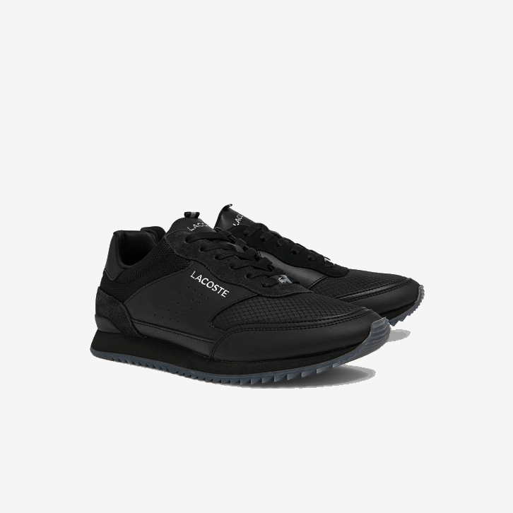 homens Lacoste preto 02h tênis de luxo têxtil parceiro 08D01706