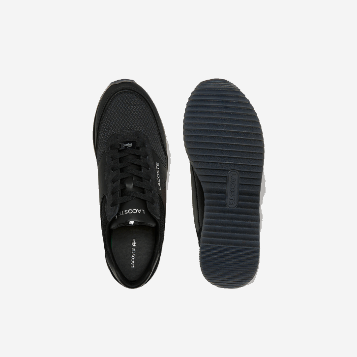 homens Lacoste preto 02h tênis de luxo têxtil parceiro 08D01706