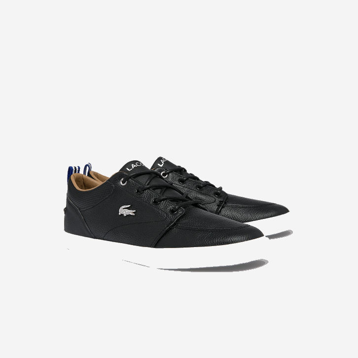 homens Lacoste preto e branco 312 tênis bayliss de couro com gola perfurada 08D01760
