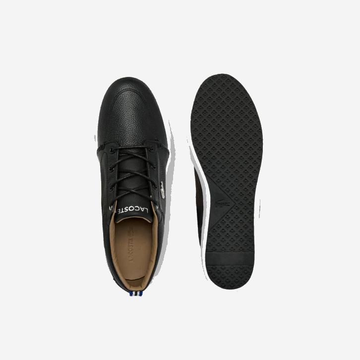 homens Lacoste preto e branco 312 tênis bayliss de couro com gola perfurada 08D01760