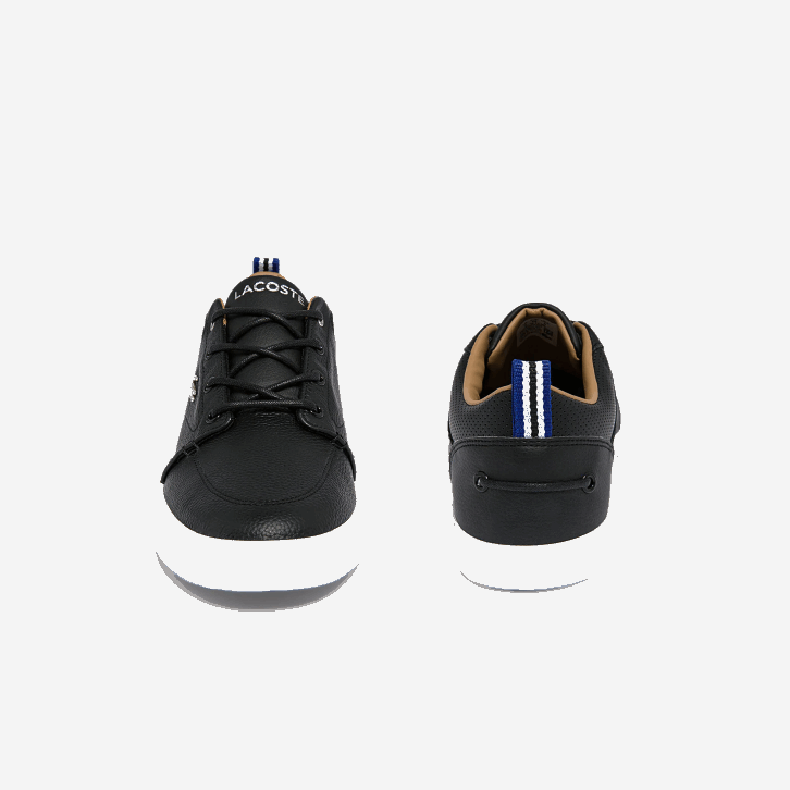 homens Lacoste preto e branco 312 tênis bayliss de couro com gola perfurada 08D01760