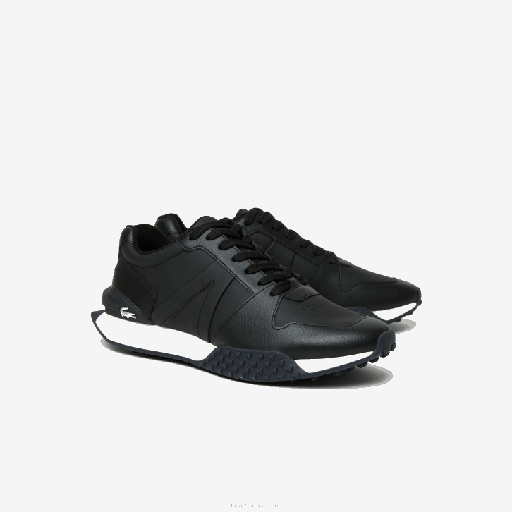 homens Lacoste preto e branco 312 tênis sintético l-spin deluxe 2.0 08D01763