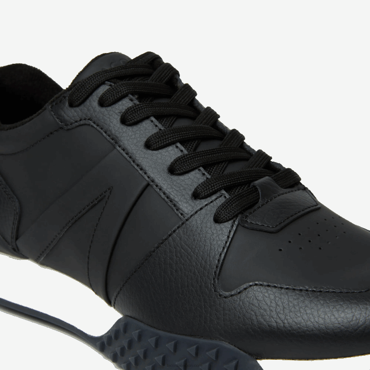 homens Lacoste preto e branco 312 tênis sintético l-spin deluxe 2.0 08D01763