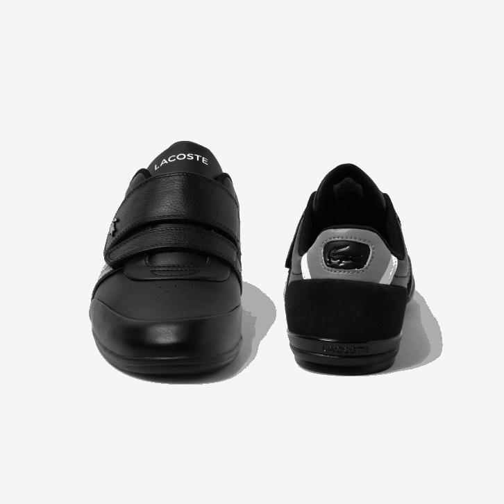 homens Lacoste preto e cinza claro 2a2 tênis de couro com tira misano 08D01726