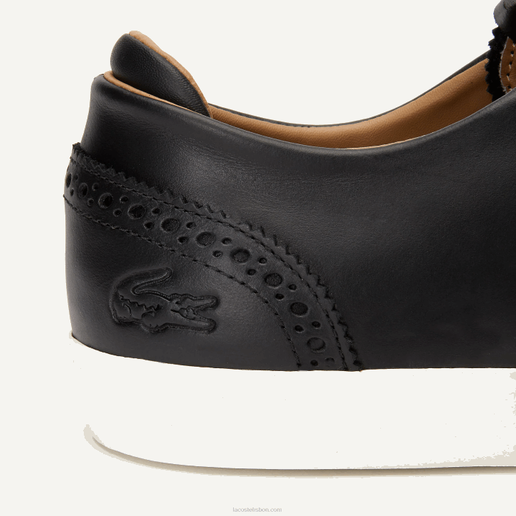homens Lacoste preto e off white 454 esparre club tênis de couro 08D01718