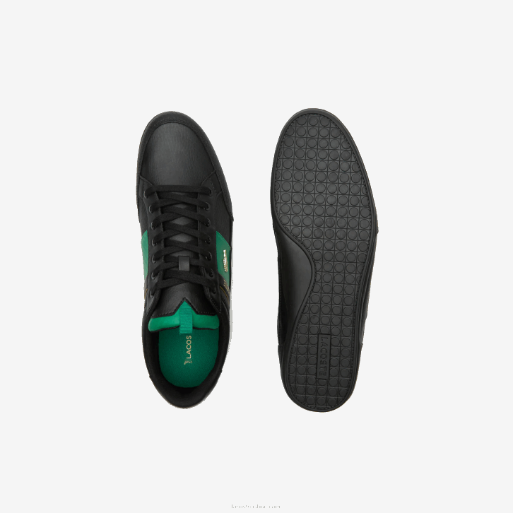 homens Lacoste preto e verde 1b4 tênis chaymon couro e fibra de carbono 08D01770