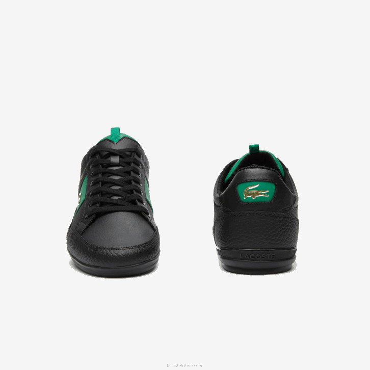 homens Lacoste preto e verde 1b4 tênis chaymon couro e fibra de carbono 08D01770