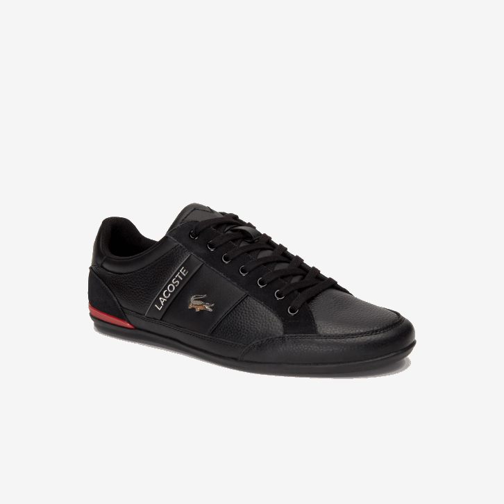 homens Lacoste preto vermelho 1b5 tênis de couro chaymon 08D01708