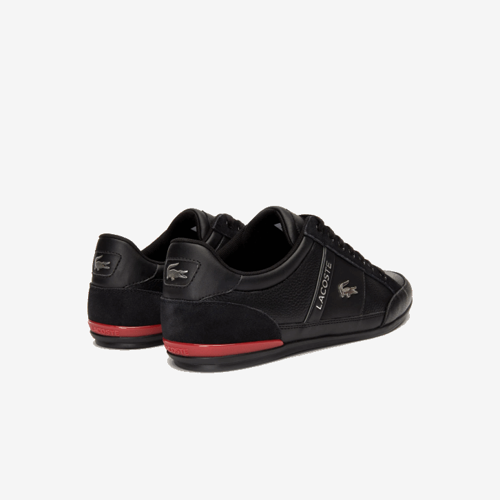 homens Lacoste preto vermelho 1b5 tênis de couro chaymon 08D01708