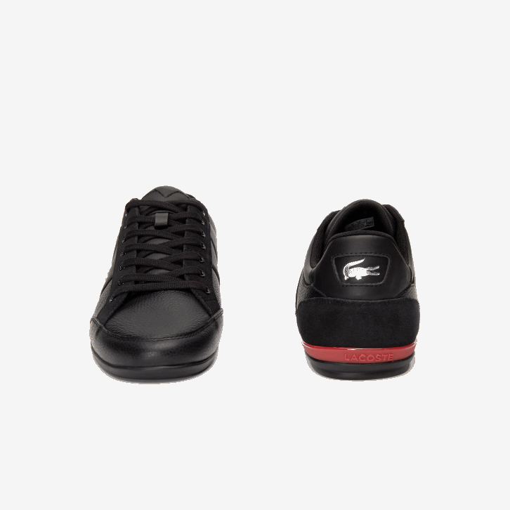 homens Lacoste preto vermelho 1b5 tênis de couro chaymon 08D01708
