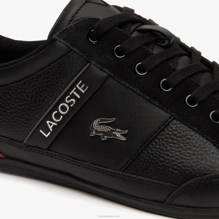 homens Lacoste preto vermelho 1b5 tênis de couro chaymon 08D01708