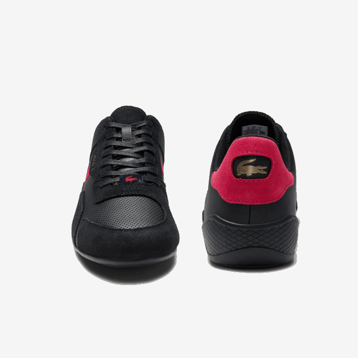 homens Lacoste preto vermelho 1b5 tênis sintético couro hapona 08D01869