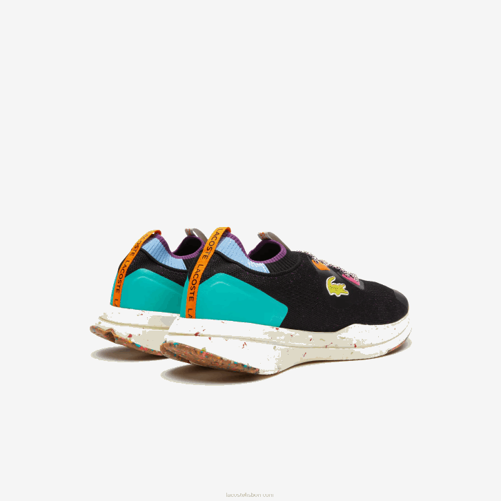 homens Lacoste turquesa preta 1s3 tênis run spin eco têxtil 08D01901