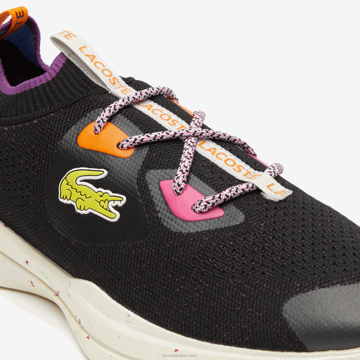 homens Lacoste turquesa preta 1s3 tênis run spin eco têxtil 08D01901