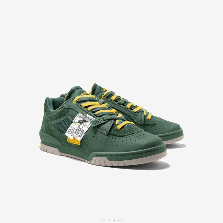 homens Lacoste verde 1m8 tênis m89 couro e tecido 08D01749