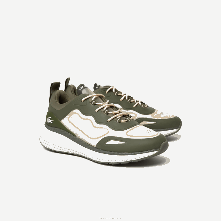 homens Lacoste verde escuro e off white 1x3 sapatilhas têxteis active 4851 08D01887