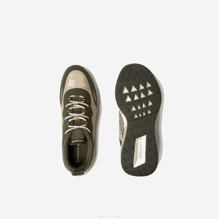 homens Lacoste verde escuro e off white 1x3 sapatilhas têxteis active 4851 08D01887