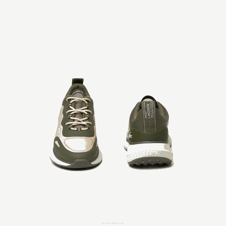 homens Lacoste verde escuro e off white 1x3 sapatilhas têxteis active 4851 08D01887
