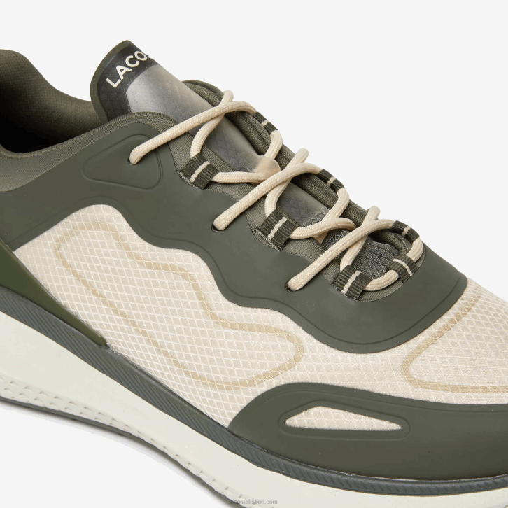 homens Lacoste verde escuro e off white 1x3 sapatilhas têxteis active 4851 08D01887