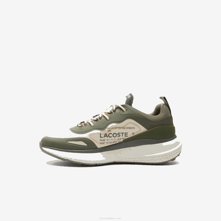 homens Lacoste verde escuro e off white 1x3 sapatilhas têxteis active 4851 08D01887