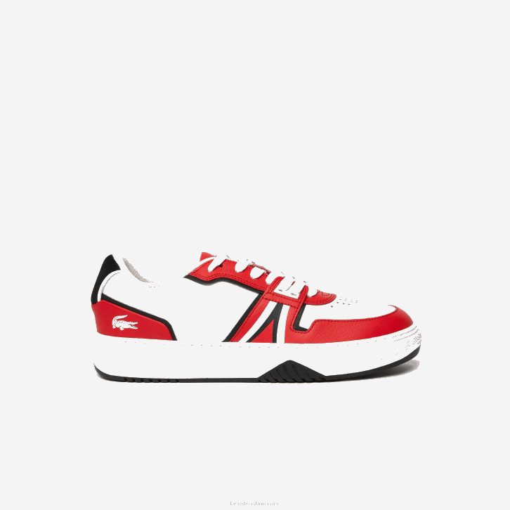 homens Lacoste vermelho branco 17k l001 tênis de couro com contraste de cores 08D01853