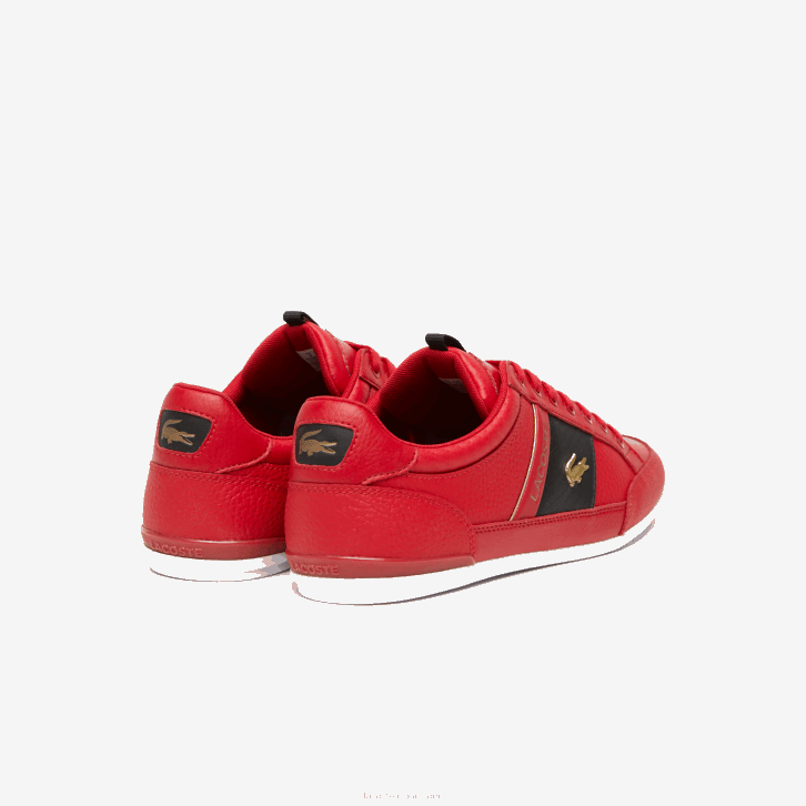homens Lacoste vermelho preto ds9 tênis chaymon couro e fibra de carbono 08D01772