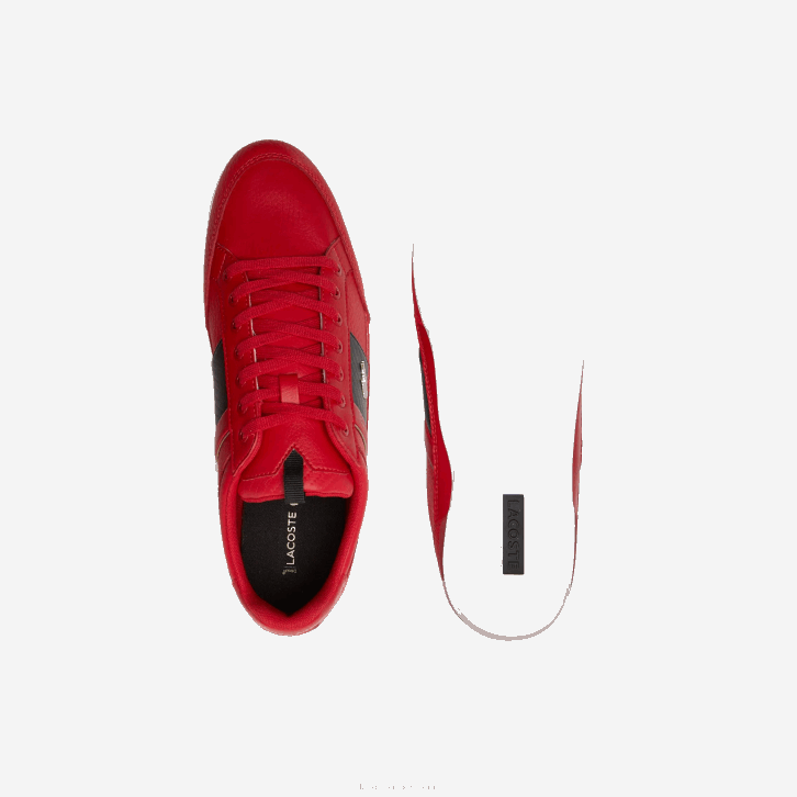 homens Lacoste vermelho preto ds9 tênis chaymon couro e fibra de carbono 08D01772