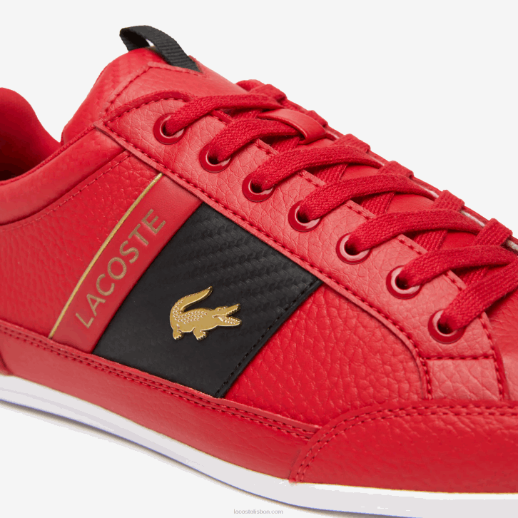 homens Lacoste vermelho preto ds9 tênis chaymon couro e fibra de carbono 08D01772
