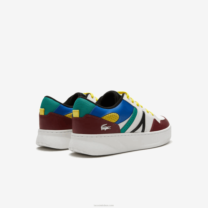 homens Lacoste vinho branco 2h2 l005 tênis de couro 08D01822