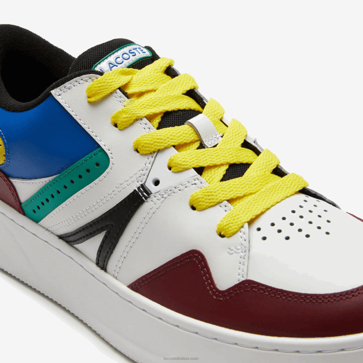 homens Lacoste vinho branco 2h2 l005 tênis de couro 08D01822