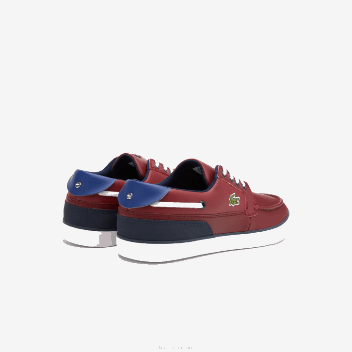 homens Lacoste vinho branco 2h2 sapatos de barco de contraste de cor sintética bayliss deck 08D01784