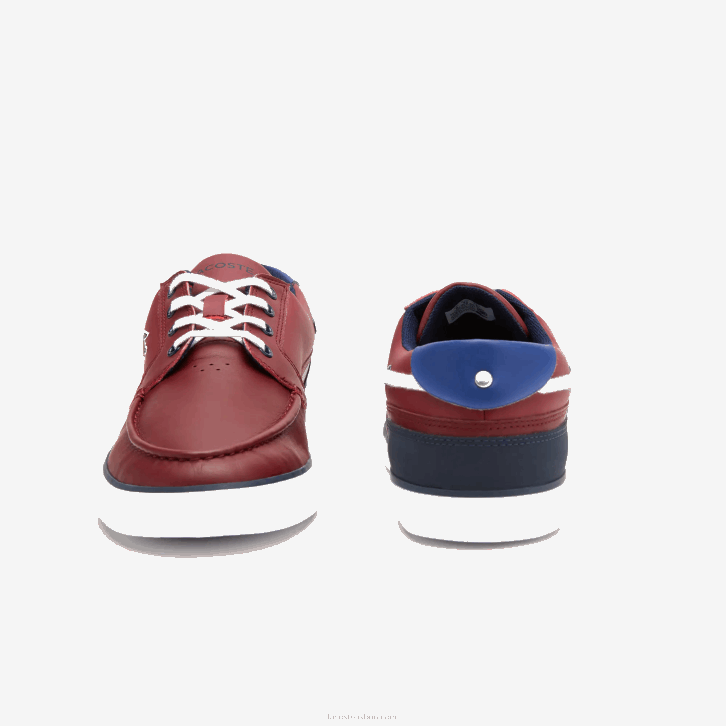 homens Lacoste vinho branco 2h2 sapatos de barco de contraste de cor sintética bayliss deck 08D01784