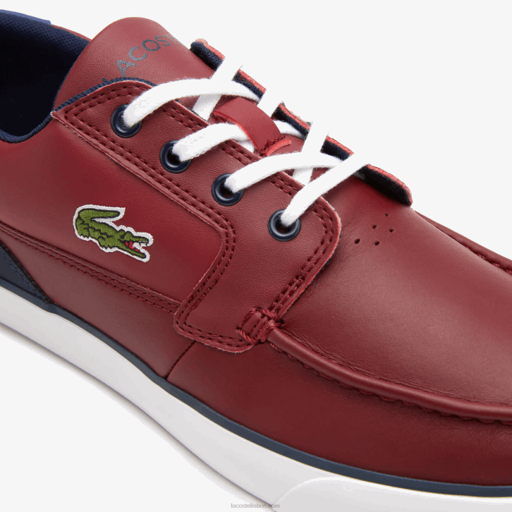 homens Lacoste vinho branco 2h2 sapatos de barco de contraste de cor sintética bayliss deck 08D01784