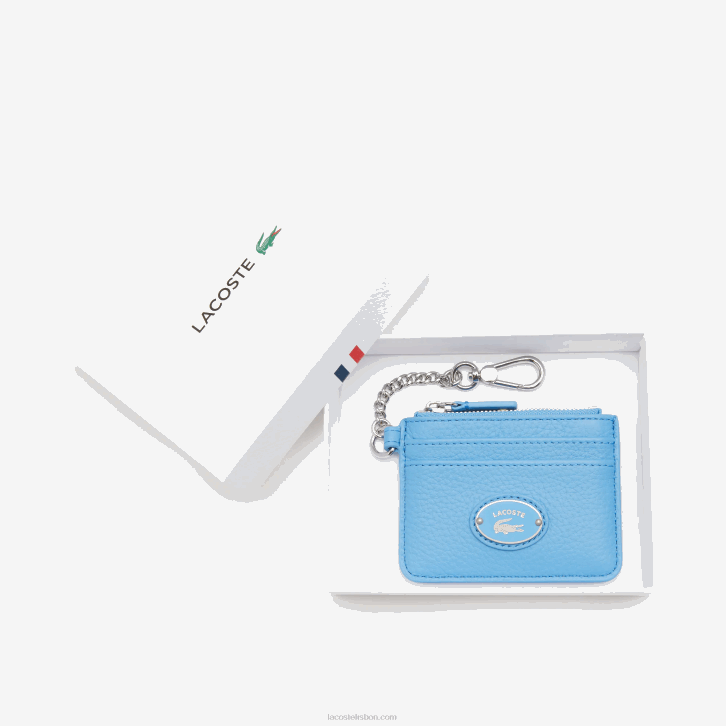 mulheres Lacoste argentino 213 porta-cartões de couro granulado com mosquetão 08D02811